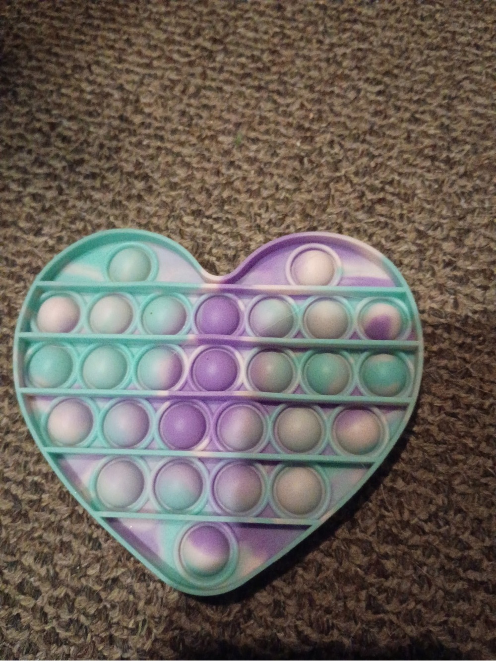 Heart-Shaped Silicone Pop-It Fidget Toy - Purple & Teal